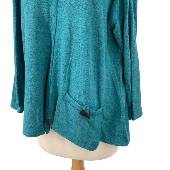 NWT Jess & Jane Teal Cowl Neck Sweater Front Pocket Casual Cozy Tunic Top Size S - Picture 7 of 8